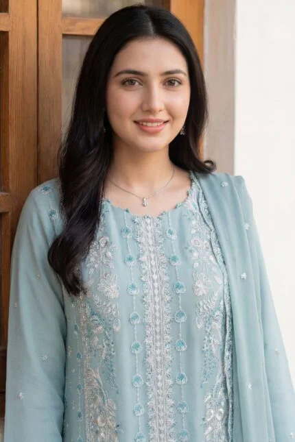 ZAREHA BEST SEMI-STITCHED LUXURY EMBROIDERED CHIFFON 3PC SUIT