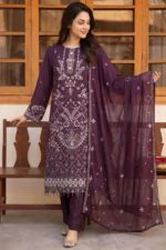 ZAREHA BEST SEMI-STITCHED LUXURY EMBROIDERED CHIFFON 3PC SUIT