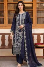 ZAREHA BEST SEMI-STITCHED LUXURY EMBROIDERED CHIFFON 3PC SUIT