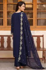 ZAREHA BEST SEMI-STITCHED LUXURY EMBROIDERED CHIFFON 3PC SUIT