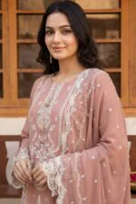 ZAREHA BEST SEMI-STITCHED LUXURY EMBROIDERED CHIFFON 3PC SUIT